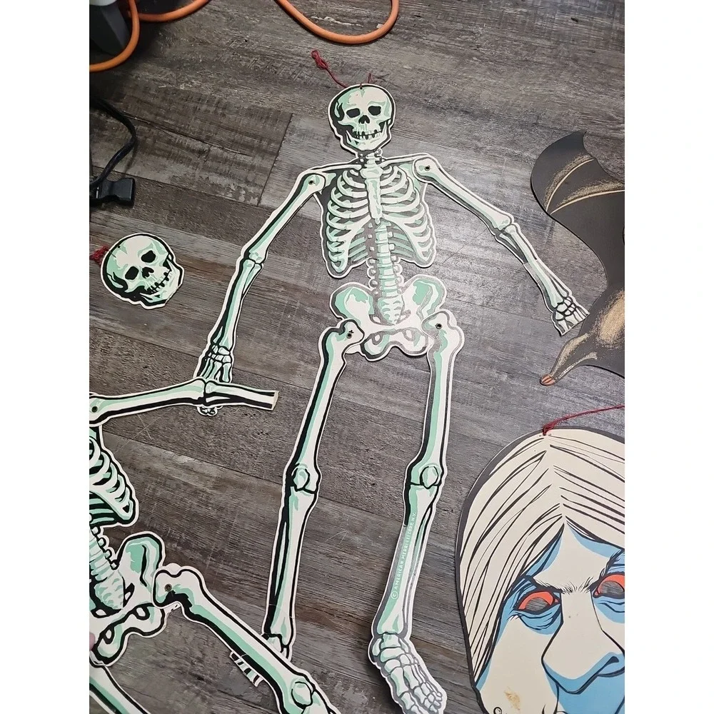 3 vintage Rare Beistle Halloween Party Decoration Cutouts joint posable 2 Skelet